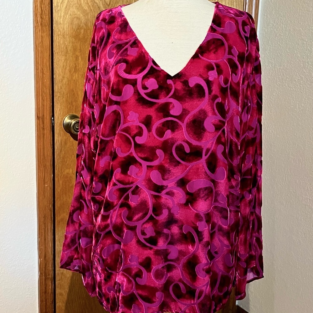 Silk Assets DVF Diane Von Furstenberg Pink and Red cutout velvet whimsigoth 90s